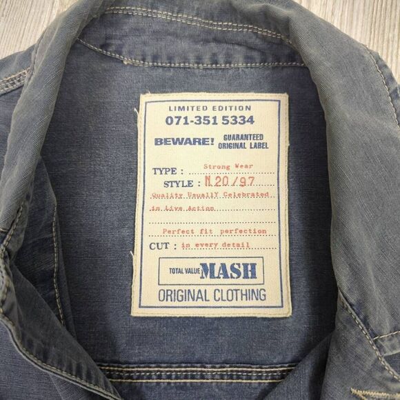 Mash Clothing Company 1995 Mens Size L Button Front Denim Jacket Blue Pockets - Picture 5 of 11